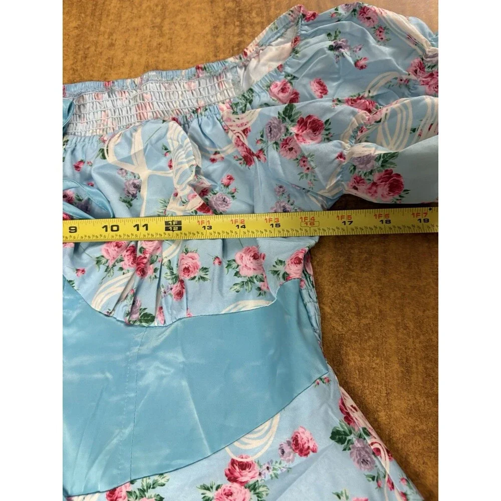 Shein‎ Curve Women’s Blue Floral Corset Dress Size 0x Short Sleeve